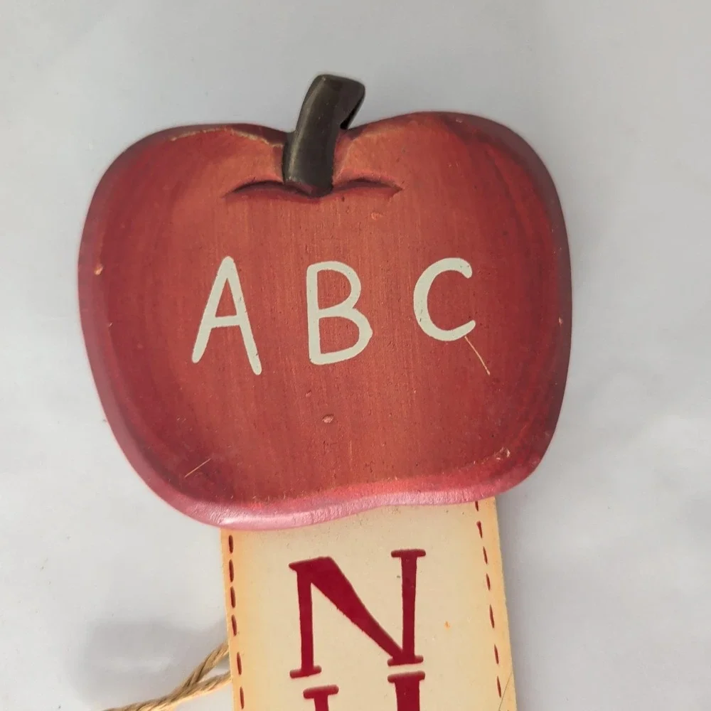 Wooden Nurses Pass Door Sign Red Apple Childrens Classroom School Hall Pass